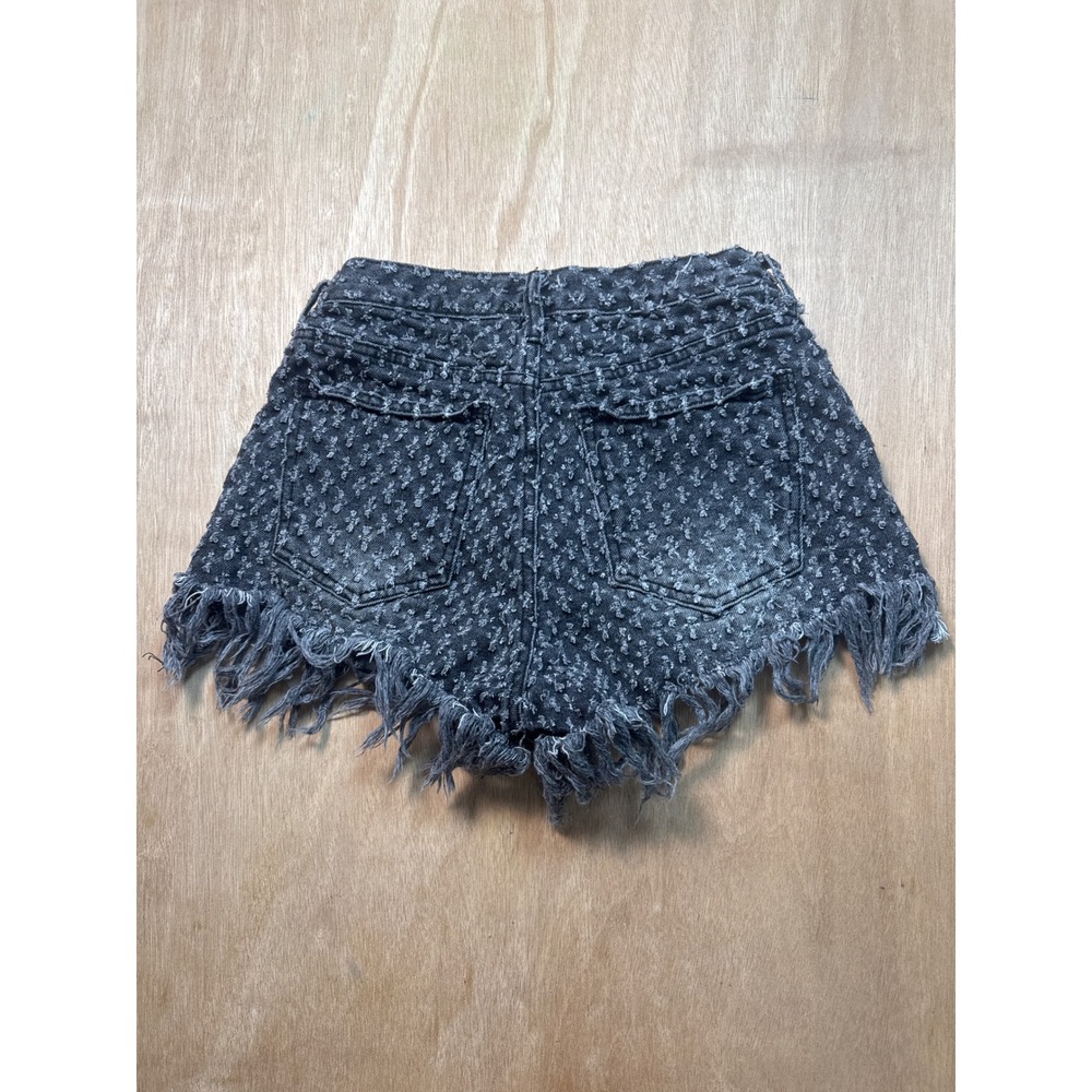 Fashion Nova Grey Distressed Frayed Denim Shorts High Waisted Size 9 FN31726SH - Picture 8 of 8